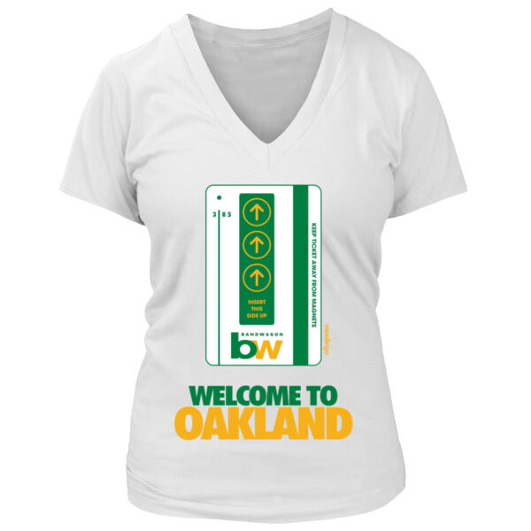 Oakland Bart Bandwagon - Women's Premium Deep V-Neck T-Shirt Thumbnail
