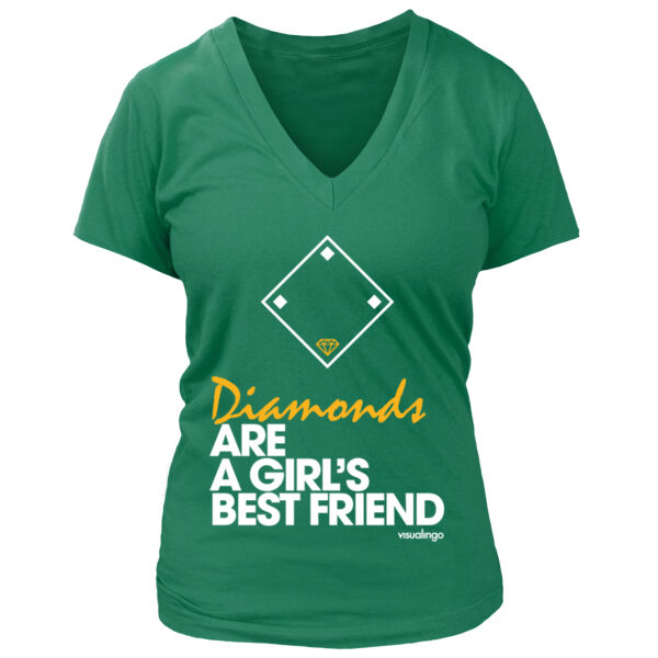 Diamonds Are A Girls Best Friend - Women's Premium Deep V-Neck T-Shirt Thumbnail