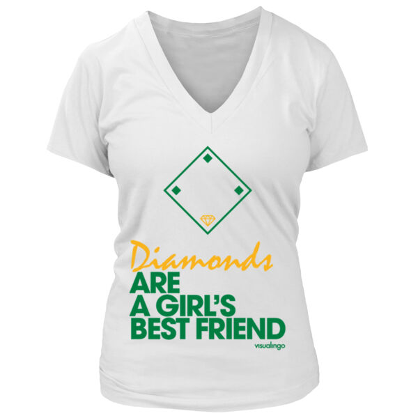 Diamonds Are A Girls Best Friend - Women's Premium Deep V-Neck T-Shirt Thumbnail
