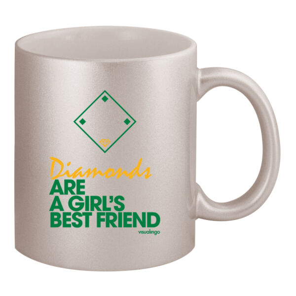 Diamonds Are A Girls Best Friend - 11oz Metallic Silver Mug Thumbnail