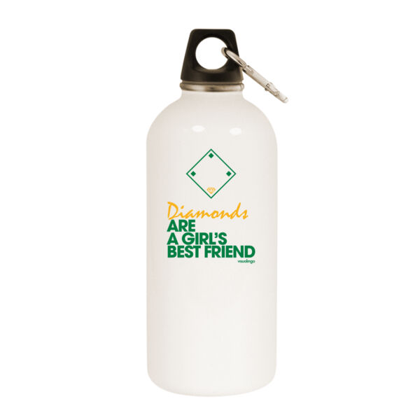 Diamonds Are A Girls Best Friend - White Water Bottle With Carabiner Thumbnail