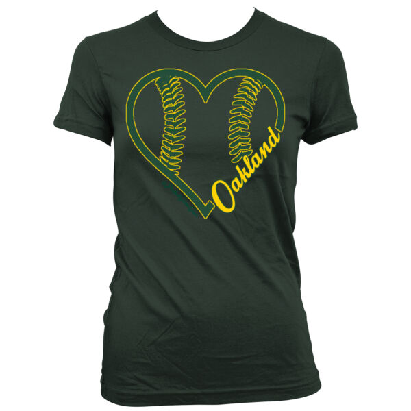 Heart Oakland - Women's Junior Cut Crewneck T-Shirt Thumbnail