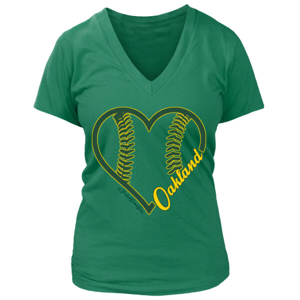 Heart Oakland - Women's Premium Deep V-Neck T-Shirt Thumbnail