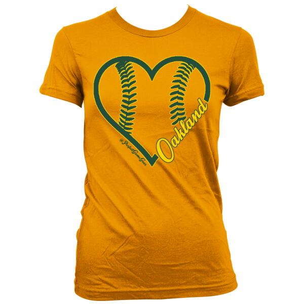 Heart Oakland - Women's Junior Cut Crewneck T-Shirt Thumbnail