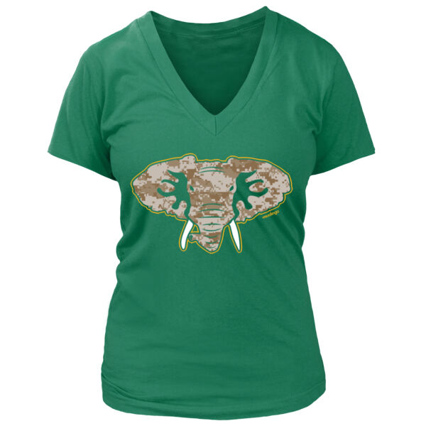 Camouflage Hellaphant - Women's Premium Deep V-Neck T-Shirt Thumbnail