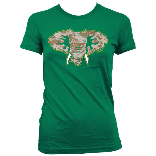 Camouflage Hellaphant - Women's Junior Cut Crewneck T-Shirt Thumbnail