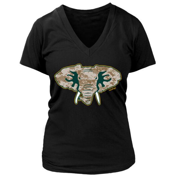 Camouflage Hellaphant - Women's Premium Deep V-Neck T-Shirt Thumbnail
