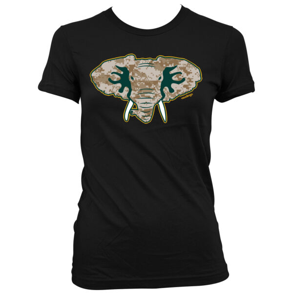 Camouflage Hellaphant - Women's Junior Cut Crewneck T-Shirt Thumbnail