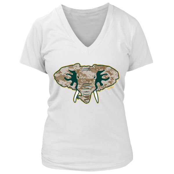 Camouflage Hellaphant - Women's Premium Deep V-Neck T-Shirt Thumbnail