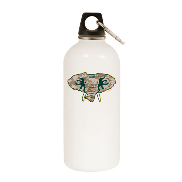 Camouflage Hellaphant - White Water Bottle With Carabiner Thumbnail