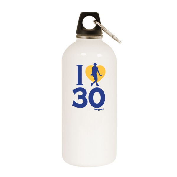 I Love (Heart) 30 - White Water Bottle With Carabiner Thumbnail