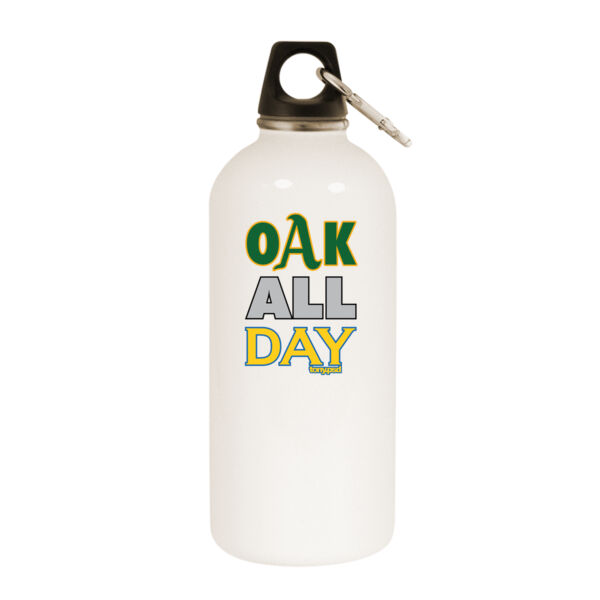 Oak All Day - White Water Bottle With Carabiner Thumbnail